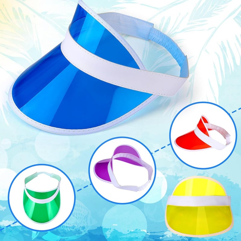 Tarpop 8 Pack Poker Visors Bulk Plastic Bingo Hat Dealer Casino Visors Clear Beach Sunhat for Women Party Outdoor - Image 3